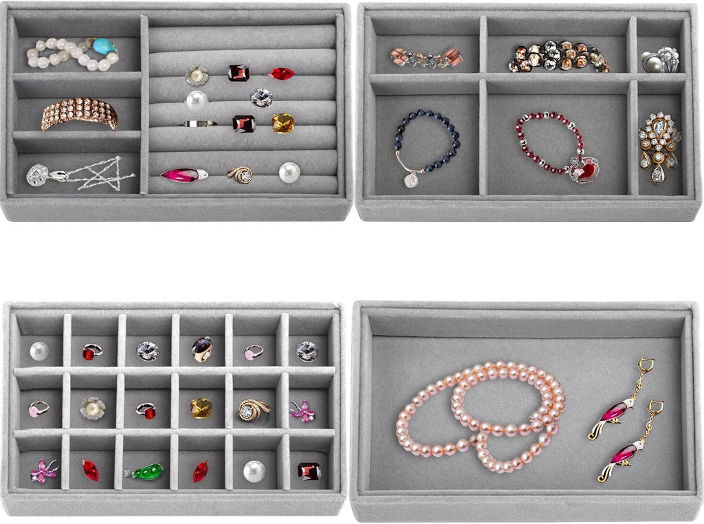 4 Pcs Velvet Jewelry Organizer Trays K777