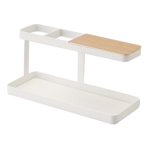 White Desk Bar-Wood & Steel Organizer Z781356