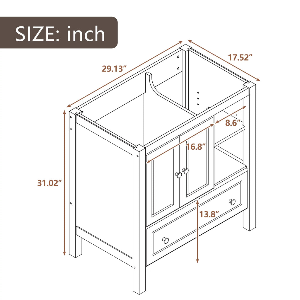 Grey Solid Wood Bathroom Vanity Base D62056