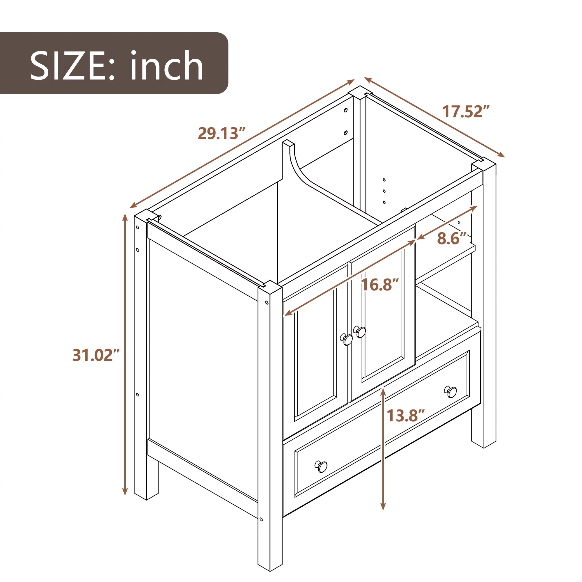 Grey Solid Wood Bathroom Vanity Base D62056