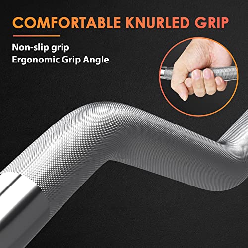 47" EZ Curl Bar Weight Lifting Bar with 2 Star Collars P226