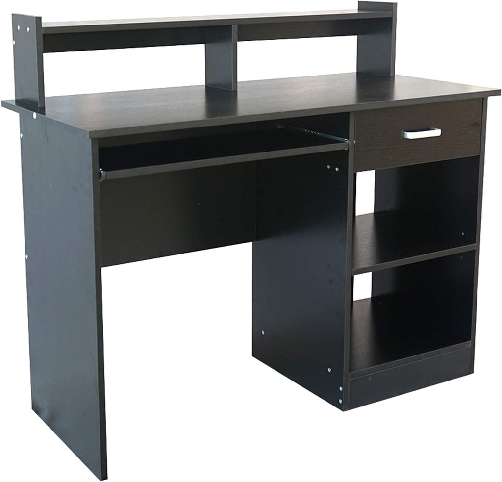 Black Computer Desk with Keyboard Tray and Drawer O719549