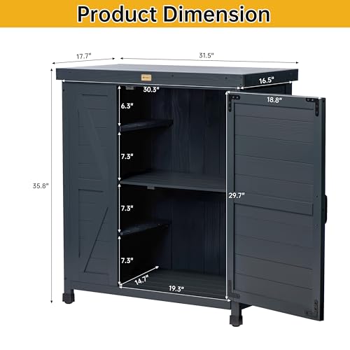 Outdoor Storage Cabinet with Metal Tabletop, 3 Adjustable Shelves R61534
