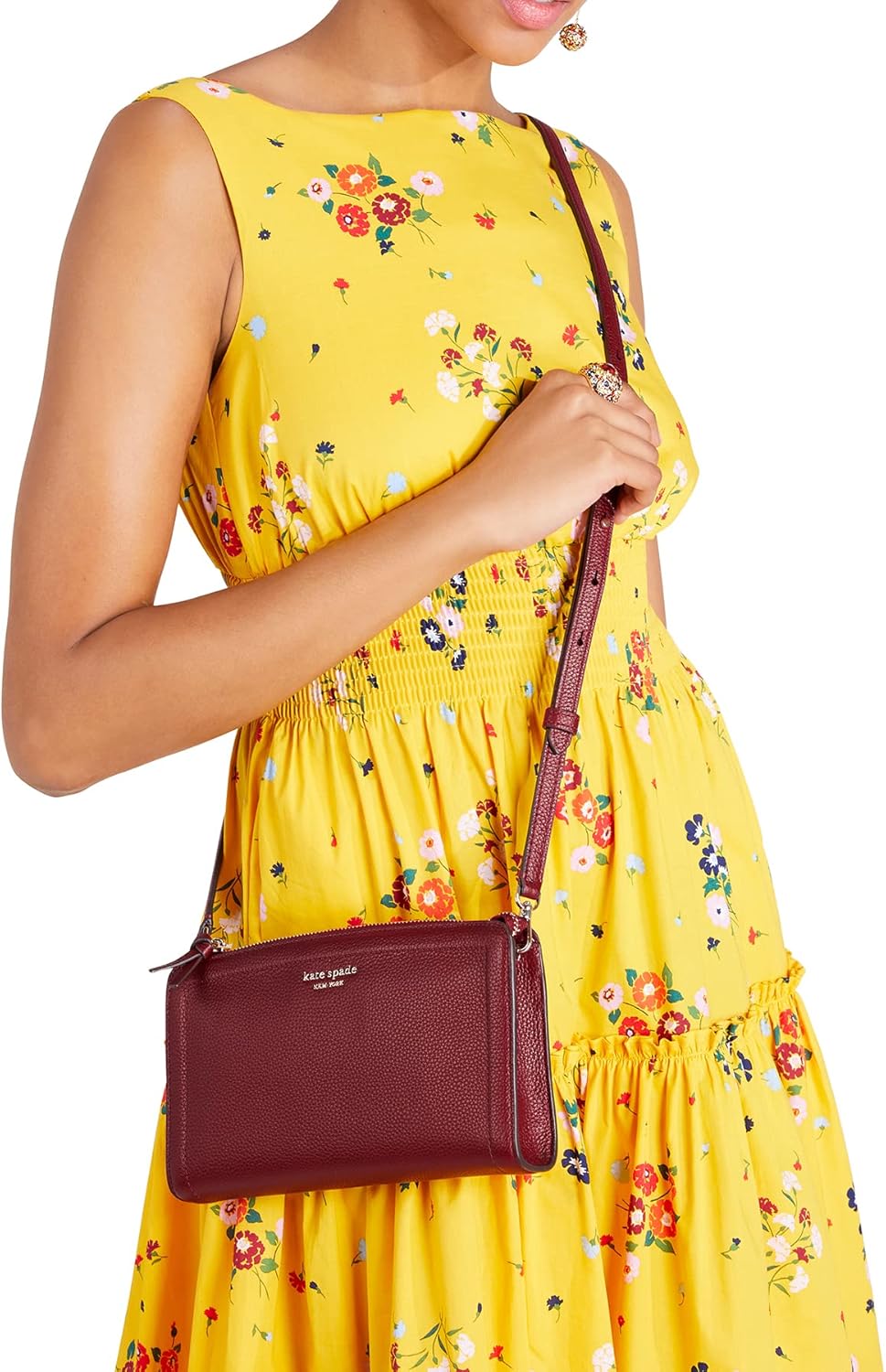 Pebbled Leather Small Crossbody Autumnal Red K583004