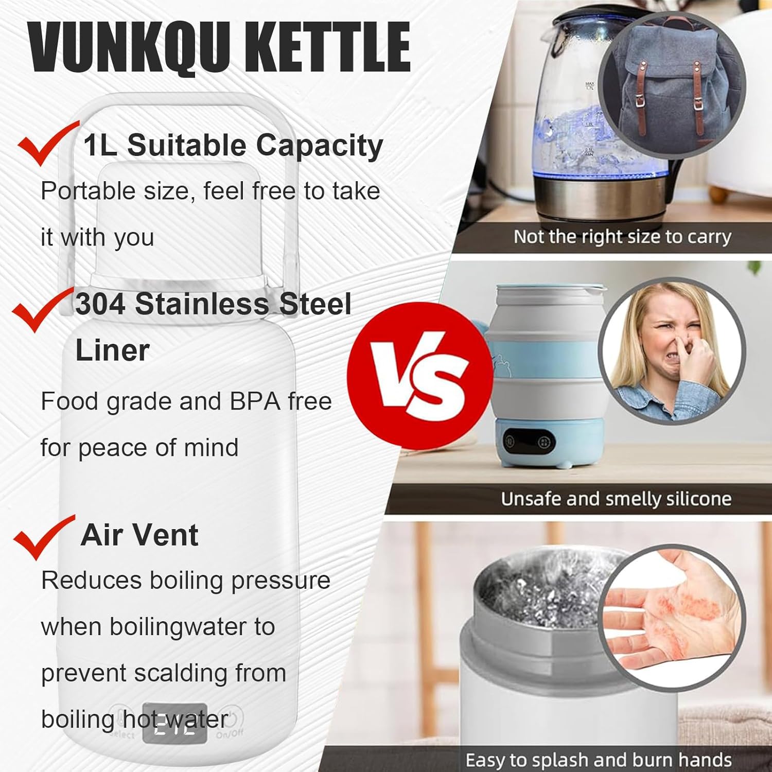 1L Electric Kettle with Temperature Control and LCD Display O9948