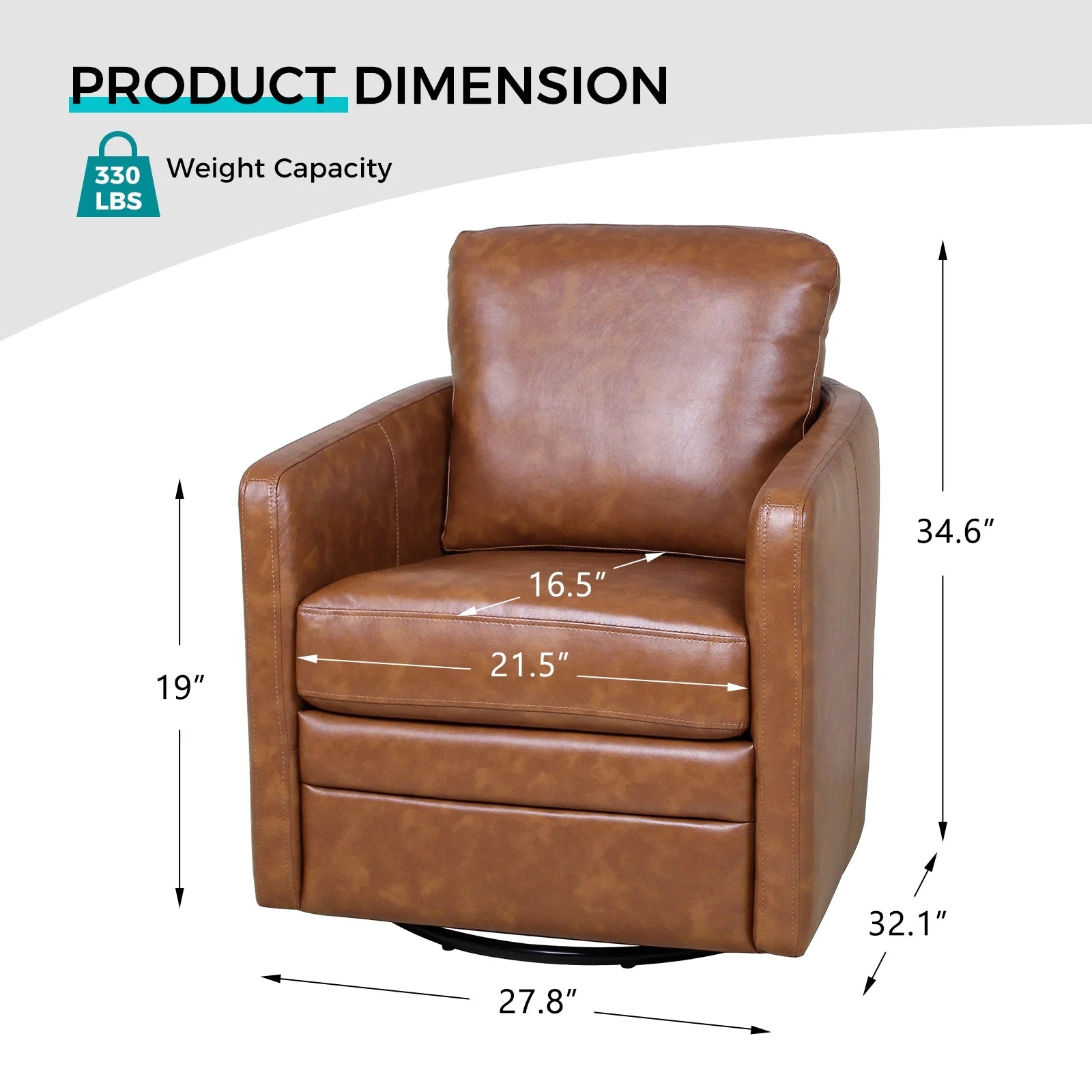 Faux Leather Swivel Accent Chair with Arms D762