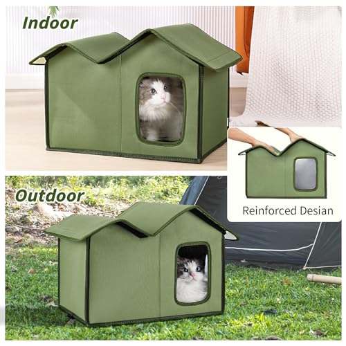 Outdoor Cat House Waterproof Insulated Shelter with Removable Washable Cover N155281