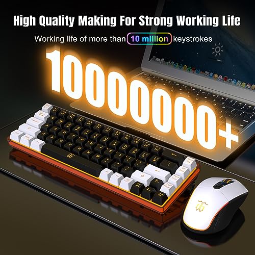 60% Wireless Gaming Keyboard and Mouse Combo, LED Backlit Rechargeable 2000mAh Battery, Small Membrane Keyboard M5952
