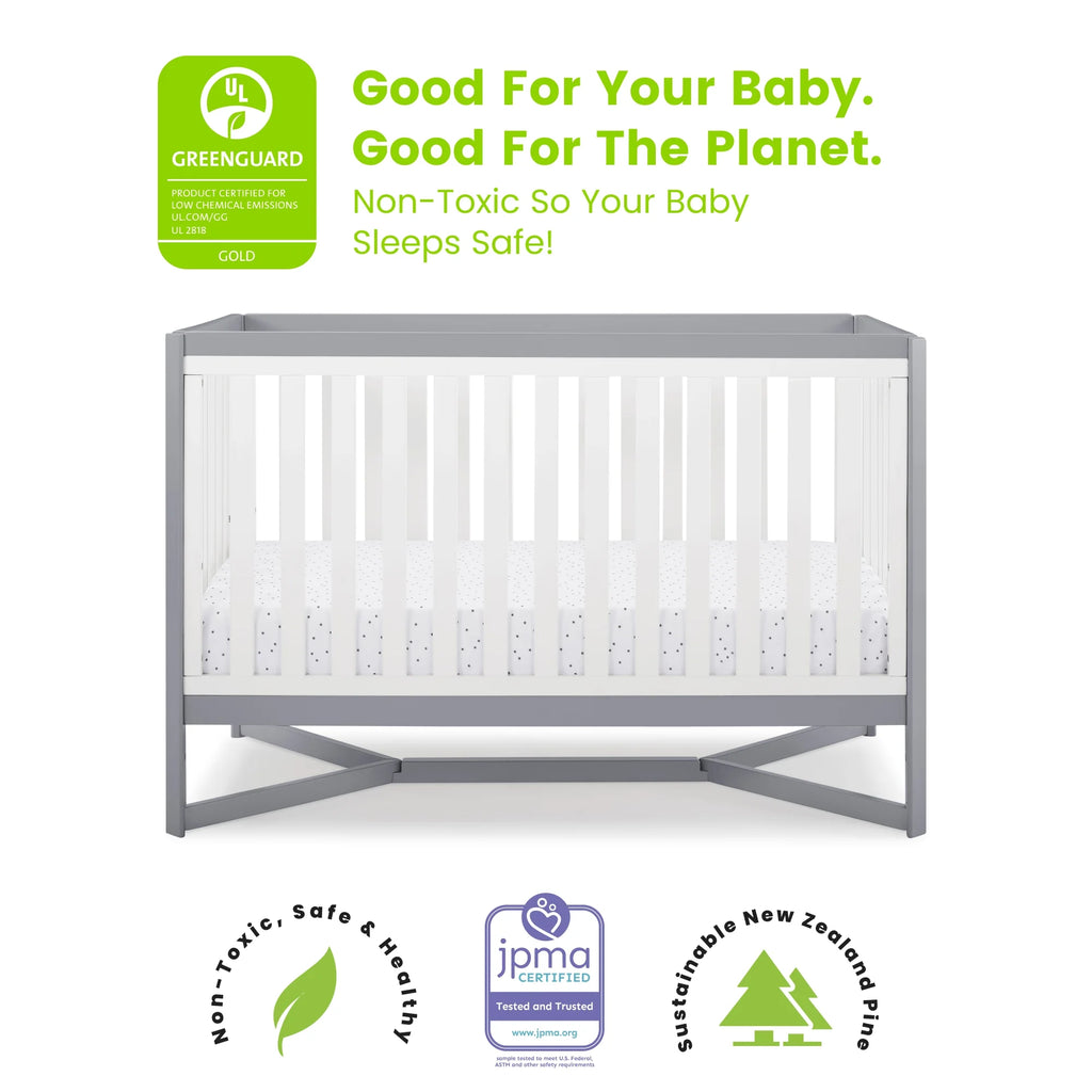 White/Gray 4-in-1 Convertible Crib G9851