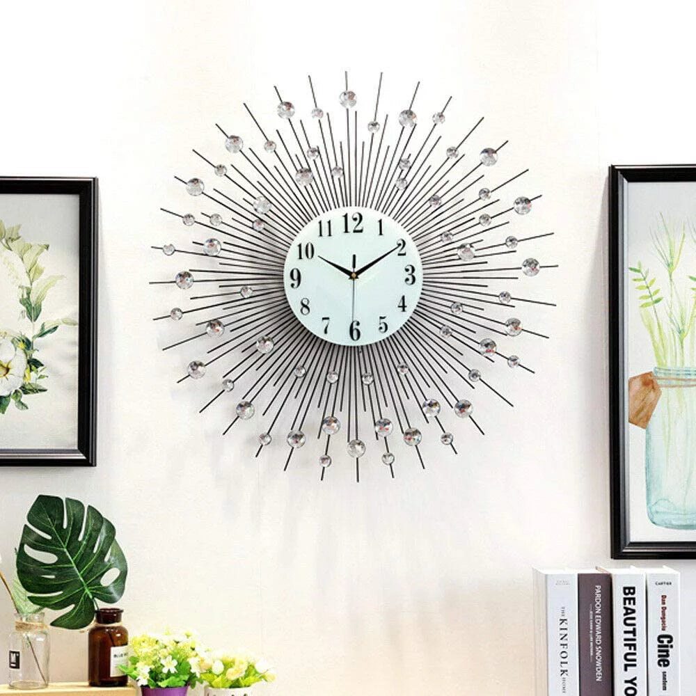 Large Wall Clocks 24 in Modern 3D Crystal Diamond Decorative Q307143