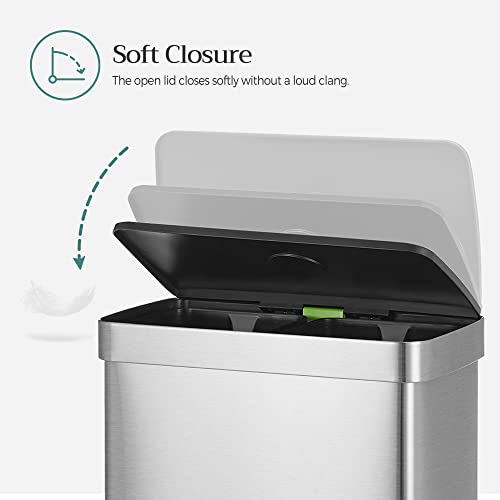 16 Gallons Dual Compartment Stainless Steel Trash Can C953