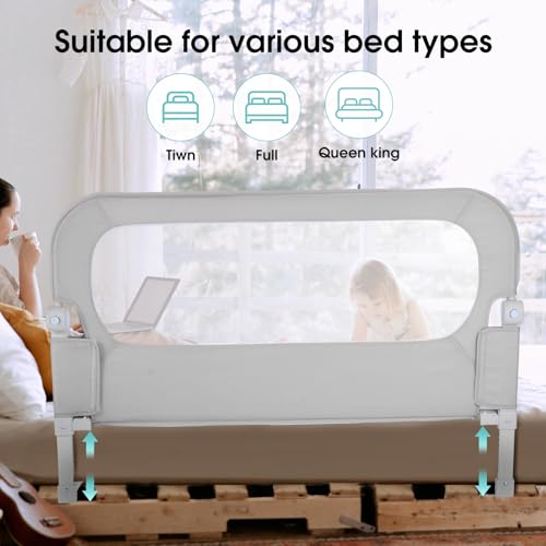 47" Toddler Bed Side Rails for Twin, Full, Queen Bunk Size Bed Swing Down Bedrail J226839