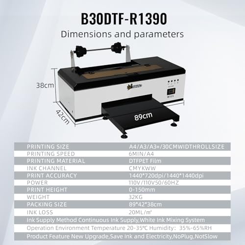 A3 Direct to Film DTF Printer with White Ink Circulation and Auto Cleaning D117236