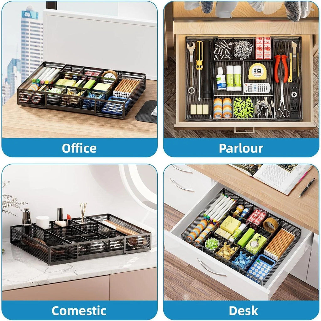 Mesh Drawer Organizer with 10 Adjustable Compartments P700660