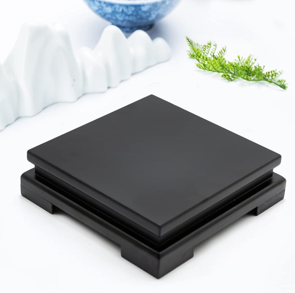 Square Wood Display Stand 6.7" W x 6.7" D x 1.7" H (Black) S656
