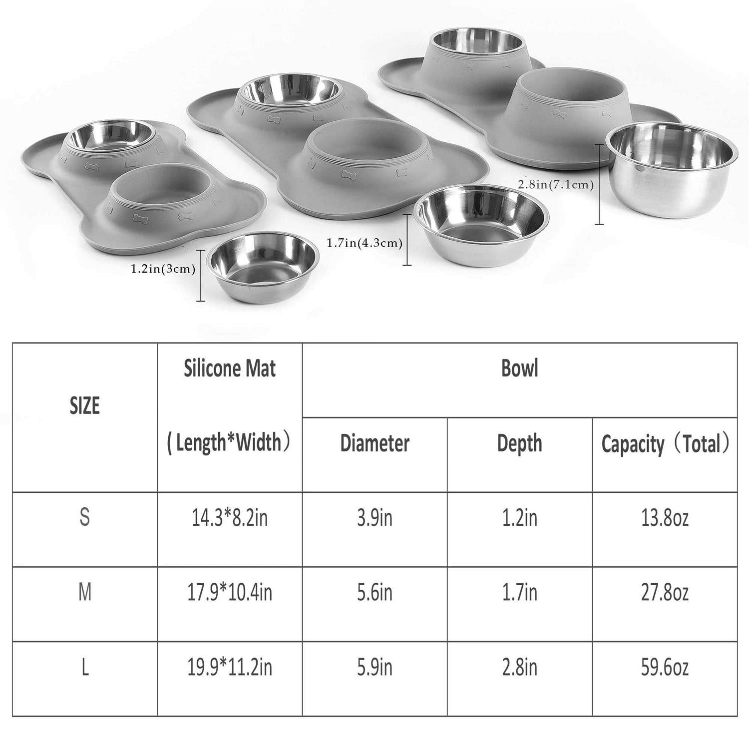 2 Stainless Steel Dog Bowl with Silicone Mat + Pet Food Scoop V48684