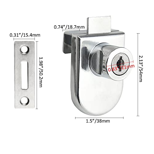 4Pack Zinc Alloy Double Glass Door Display Lock Cabinet Lock with 2 Alike Keys for 4.5-8mm Glass Door Q472