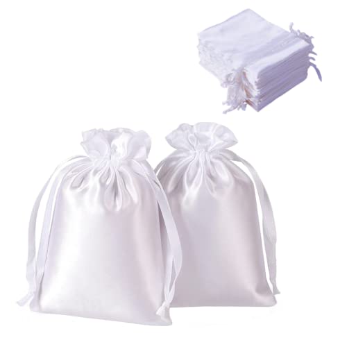 50 Pack 4 x 6 Inch White Drawstring Gift Bags D95350