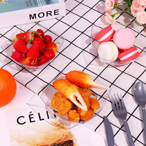 25 Pack 8 oz Clear Plastic Serving Bowls C858
