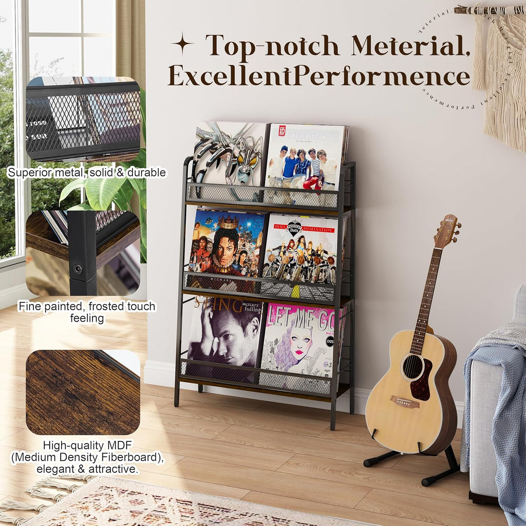 3 Tiers Solid Metal LP Record Storage Rack M932635