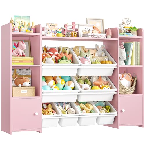 Pink 8 Toy Bins Storage Organizer with Shelf B933