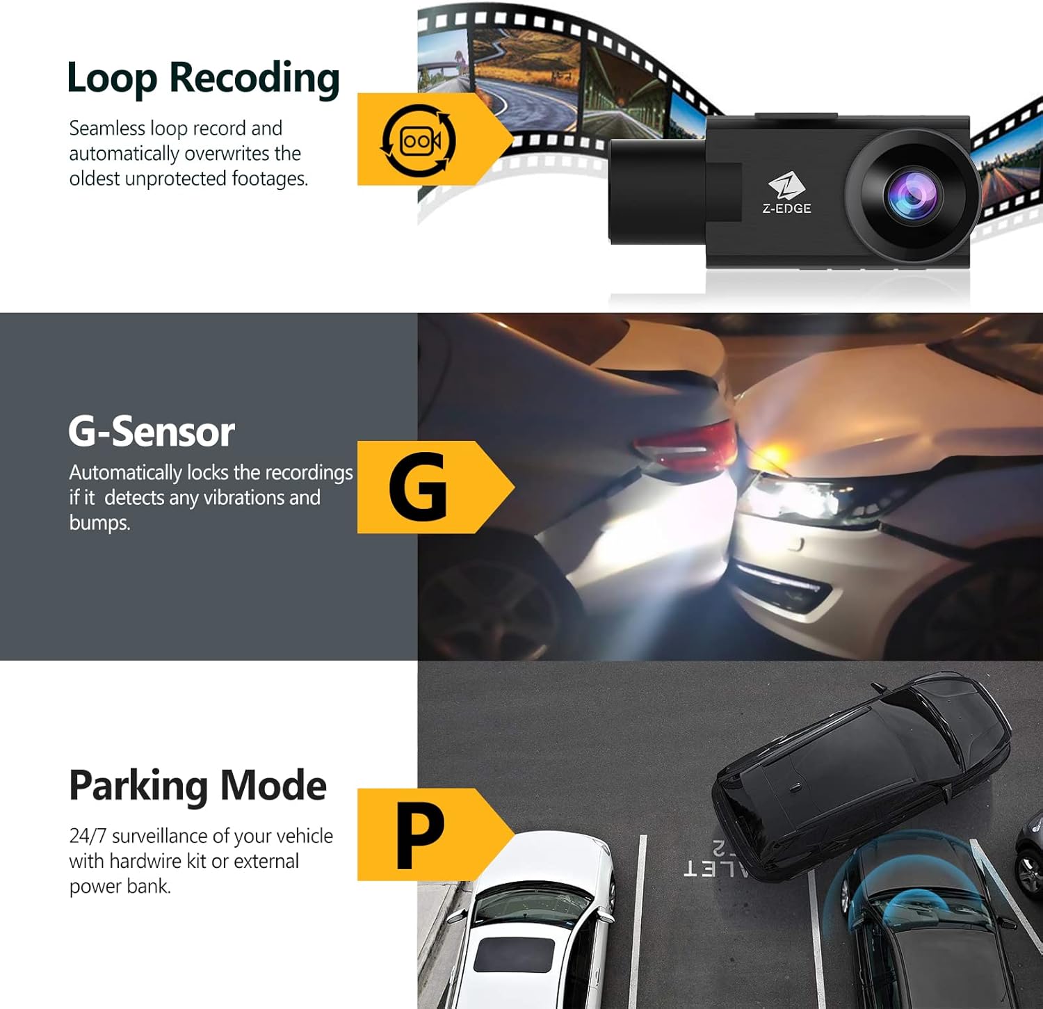 2K+1080P Dual Dash Cam with IR Night Vision W915