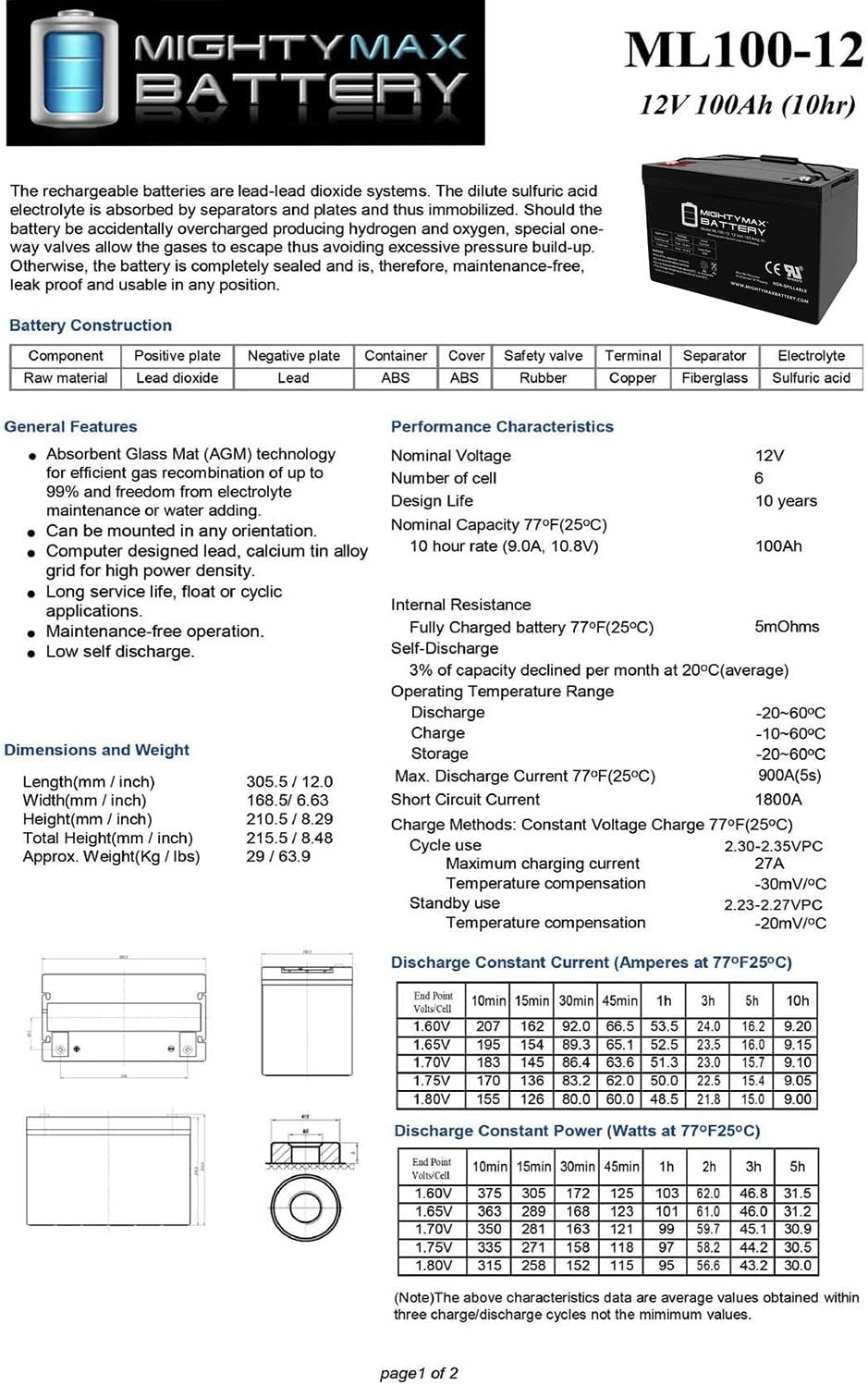 12V 100AH DEEP Cycle VRLA Battery S8098