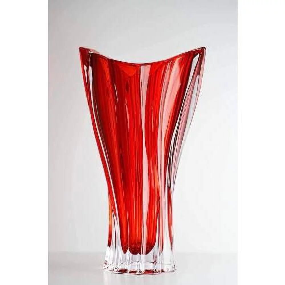 Red 12'' Crystal Glass Vase G262