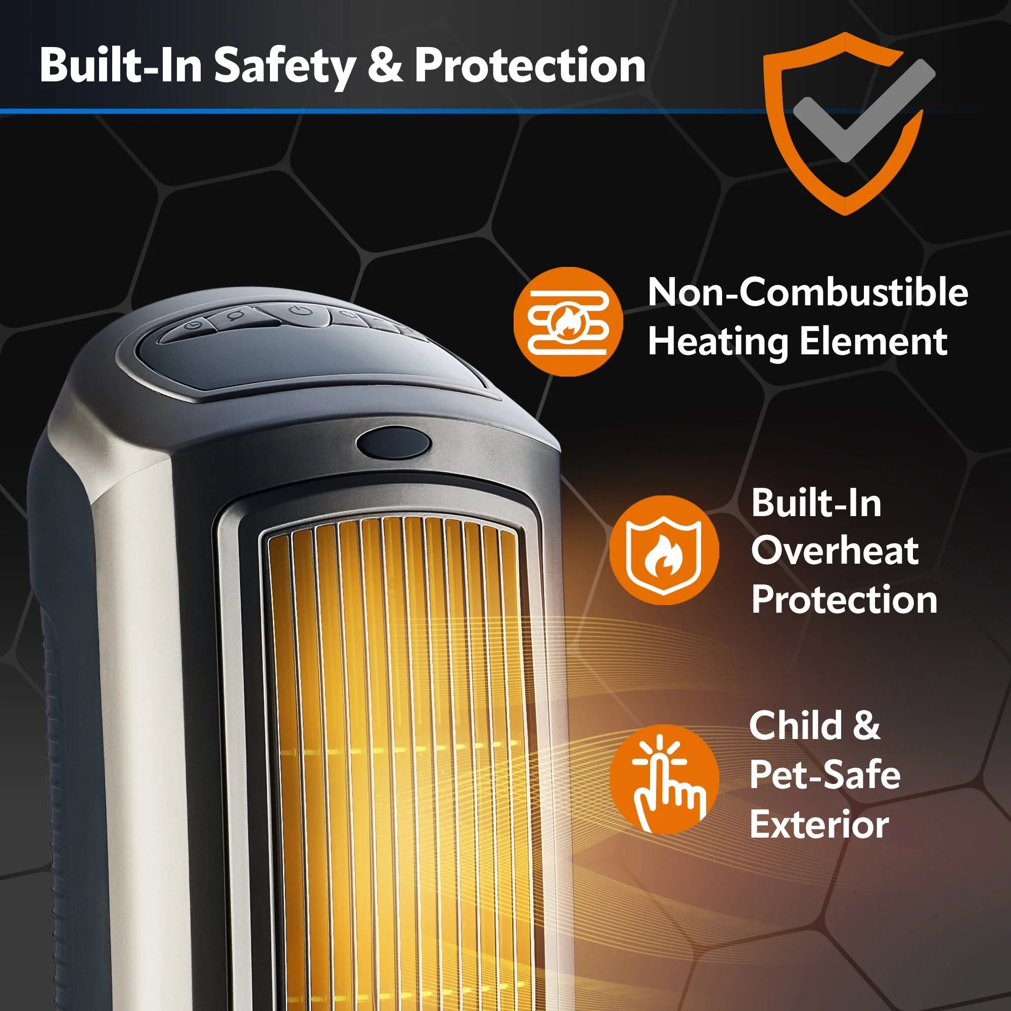 23" 1500W Oscillating Ceramic Space Heater with Timer, Remote, Silver C585097