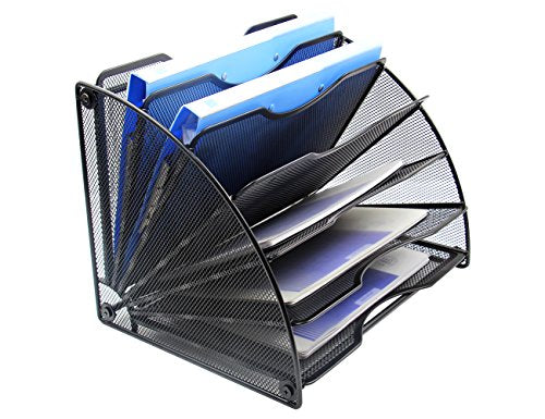 Black Mesh 6 Slots Desktop File Organizer E92642