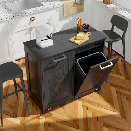 White 10-Gallon Wooden Tilt Out Trash Cabinet Y51313