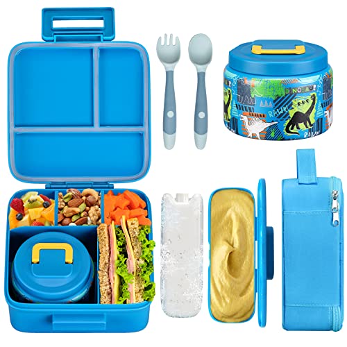 Bento Lunch Box with 8oz Soup Thermo, 5 Compartment, Thermo Food Jar and Lunch Bag W42694