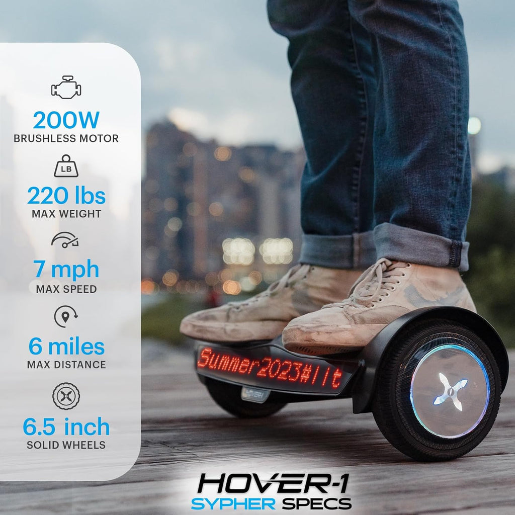 Electric Self-Balancing Hoverboard with Customizable Screen, Dual 150W Motors, 7 mph Max Speed, 7 Miles Max Range P91300