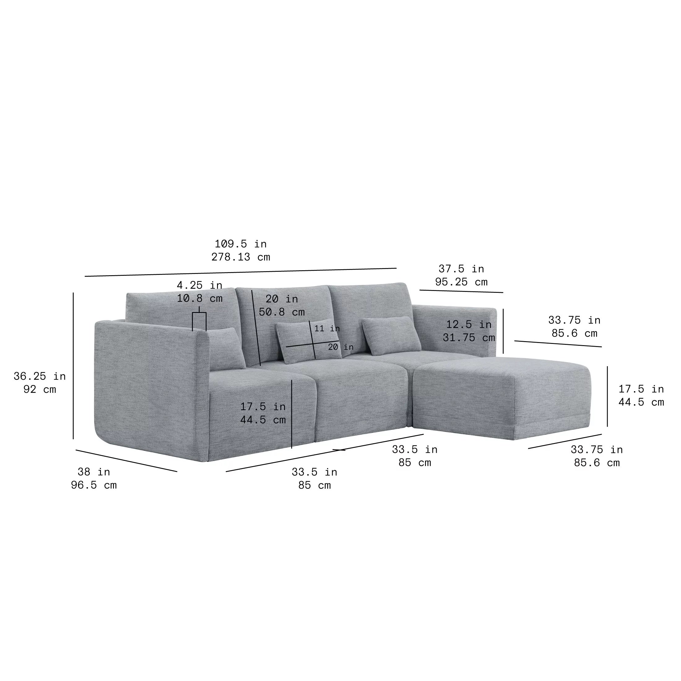Gray Fabric Modular Sectional Sofa with Ottoman N140200