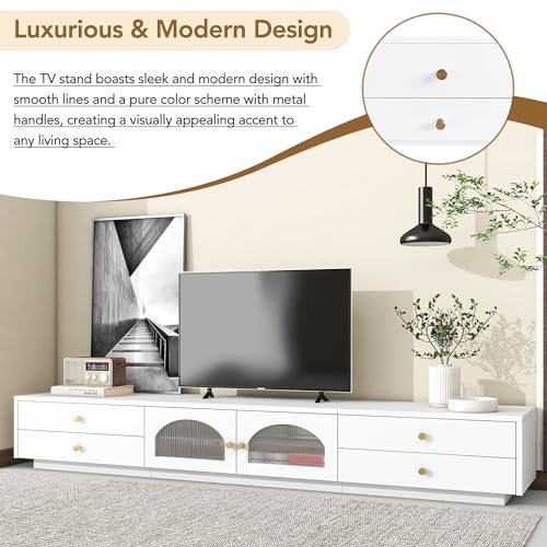 Black TV Stand with Open Storage Shelf and Drawers X5043
