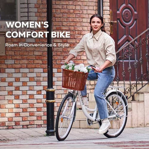 24 26 inch 1 Speed Step Through Cruiser Bike with Basket K8367