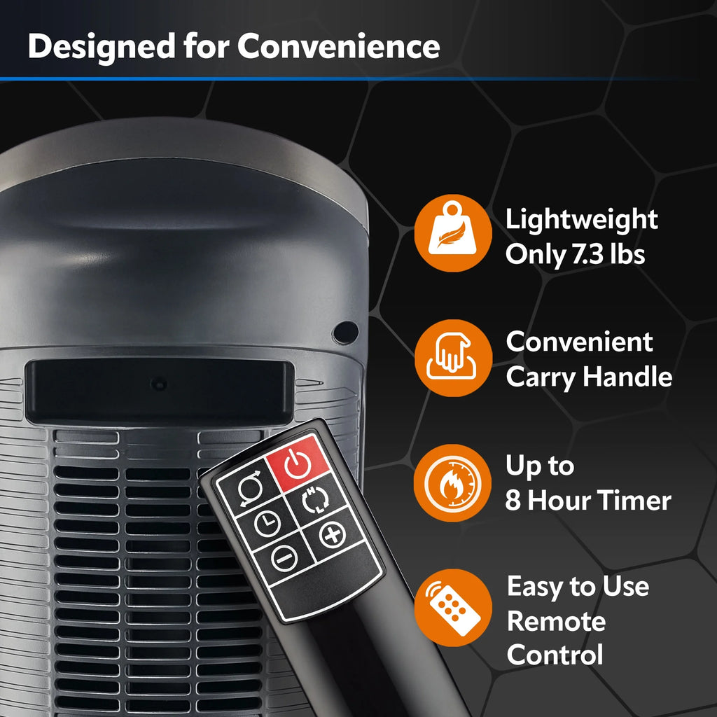 23" 1500W Oscillating Ceramic Space Heater with Timer, Remote, Silver C585097