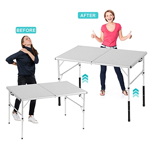 4 Pack Adjustable Metal Table Leg Extenders for Folding Tables, 3.6"/5.23"(7.8in) C71298