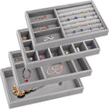 4 Pcs Velvet Jewelry Organizer Trays K777