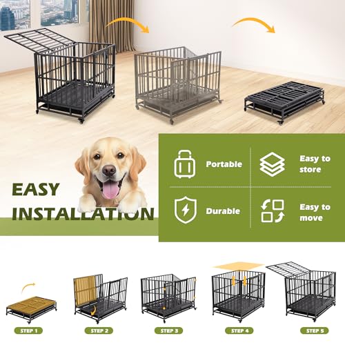 38 inch Folding Dog Crate with Removable Tray P660