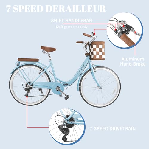 26-Inch 7-Speed Women's Bike with Front Basket Y930