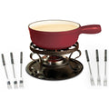 2-Quart Cast Iron Cheese Fondue Set, 9-Piece, Cherry Red Y5833