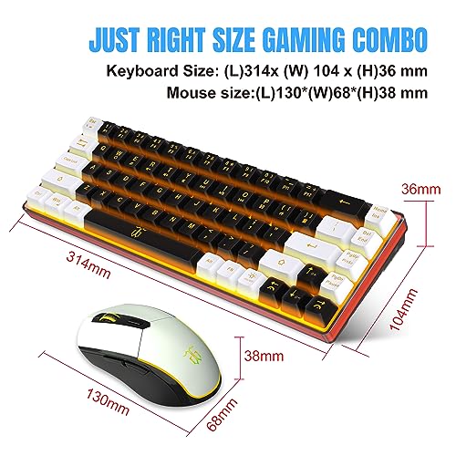 60% Wireless Gaming Keyboard and Mouse Combo, LED Backlit Rechargeable 2000mAh Battery, Small Membrane Keyboard M5952