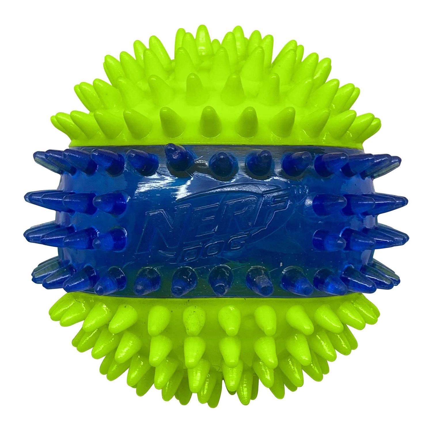 Translucent TPR 3-Part Spike LED & Squeak Ball Dog Toy Q560