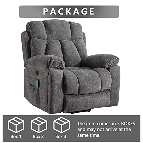 Light Gray Power Lift Recliner Chair with Massage and Heat N30221