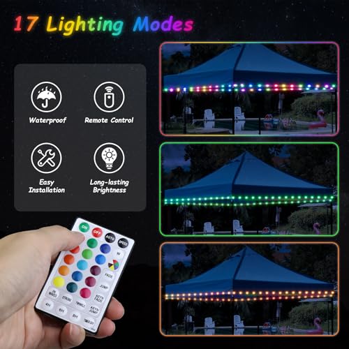 40ft LED Canopy String Lights with Remote J807966