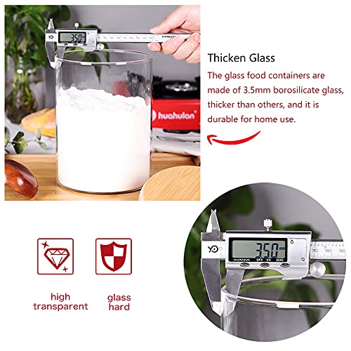 Glass Flour Container with Airtight Bamboo Lid, Large Glass Food Jar with Wooden Lid (3L) D580