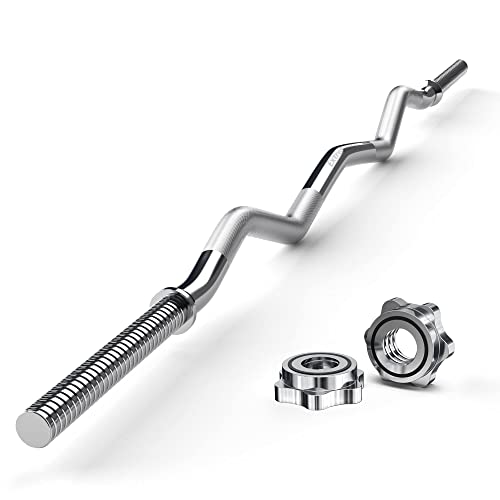 47" EZ Curl Bar Weight Lifting Bar with 2 Star Collars P226