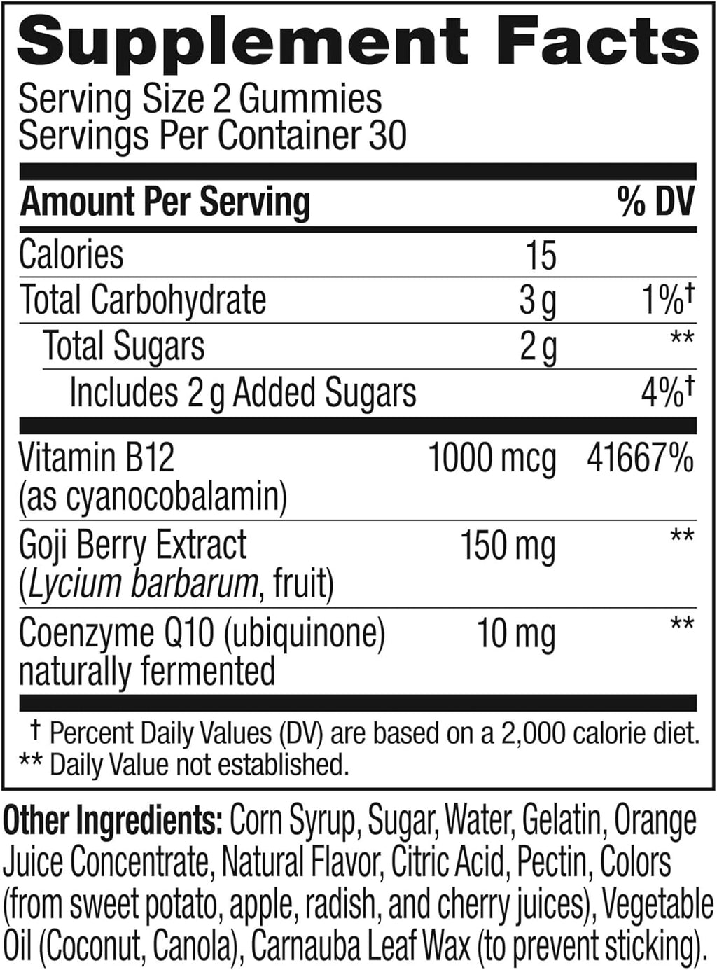 Caffeine Free Vitamin B12 CoQ10 Gummy Supplement, 60 Count E4245