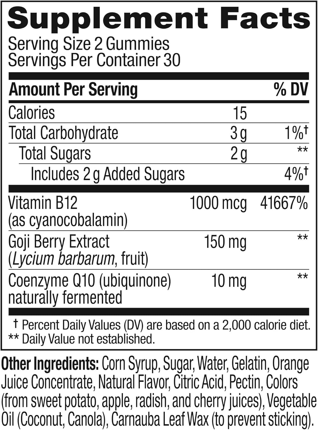 Caffeine Free Vitamin B12 CoQ10 Gummy Supplement, 60 Count E4245